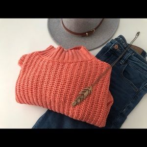 Magnolia boutique She + sky mock sweater orange pink large nwt